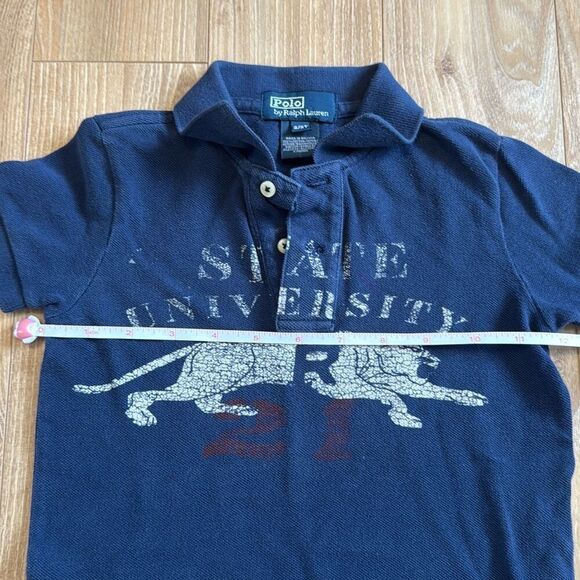 POLO by RALPH LAUREN ..Boys Navy 'State University' Print Polo Shirt Sz 2 - Picture 4 of 5